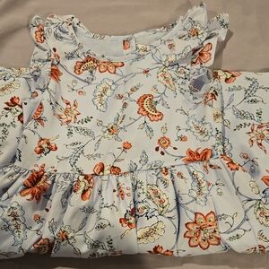 Janie and Jack Floral Ruffle Blouse - Orange and Blue